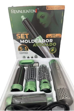 Cabezal rizador del cepillo secador 5 en 1 aguacate Remnlignton en funcionamiento, ideal para ondas naturales